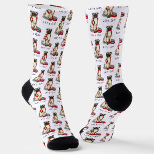 Lass uns gehen! (zu Fuß) Mops Hund (leicht gefaell Socken