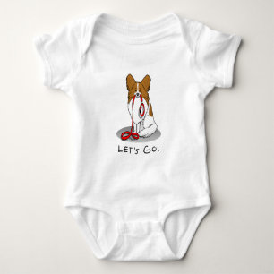 Lass uns gehen! (zu Fuß) Papillon (weiß & rot) Hun Baby Strampler