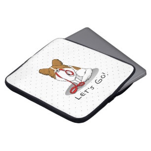 Lass uns gehen! (zu Fuß) Papillon (weiß & rot) Hun Laptopschutzhülle