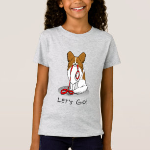 Lass uns gehen! (zu Fuß) Papillon (weiß & rot) Hun T-Shirt