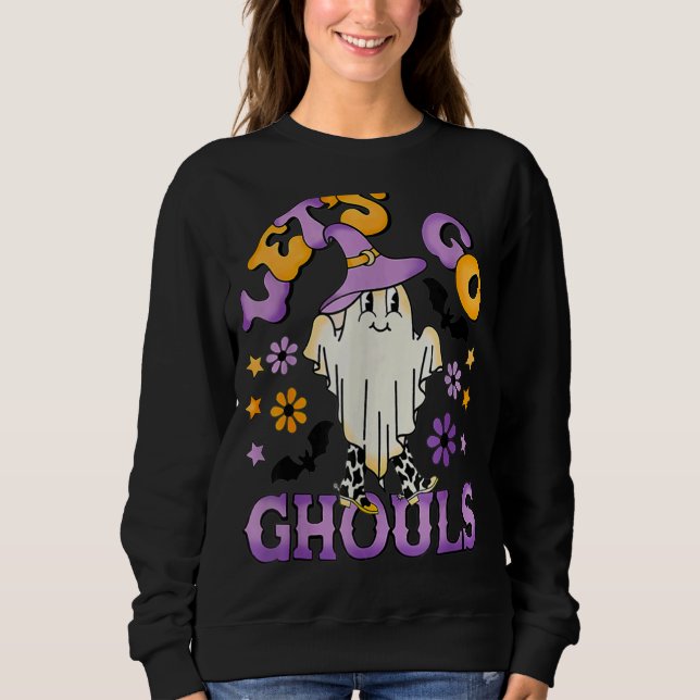 Lass uns Ghouls Groovy Halloween gehen Sweatshirt (Vorderseite)