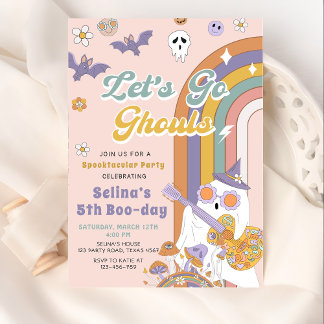 Lass uns Ghouls Groovy Halloween Ghost Geburtstag  Einladung