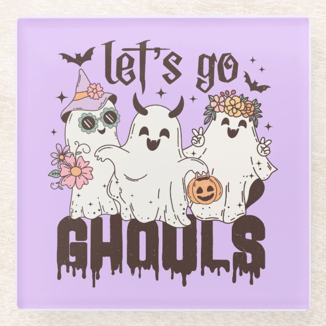 Lass uns Ghouls Halloween gehen Glasuntersetzer (Vorderseite)