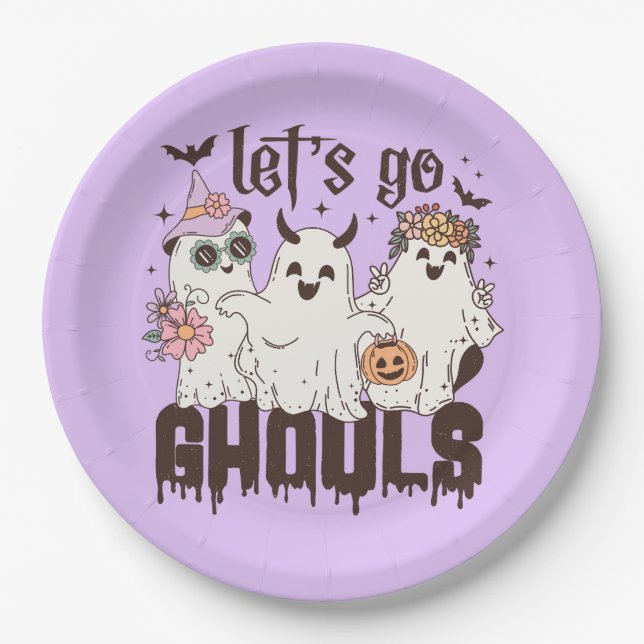 Lass uns Ghouls Halloween gehen Pappteller (Vorderseite)