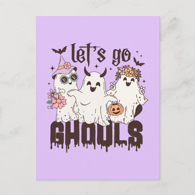 Lass uns Ghouls Halloween gehen Postkarte (Vorderseite)