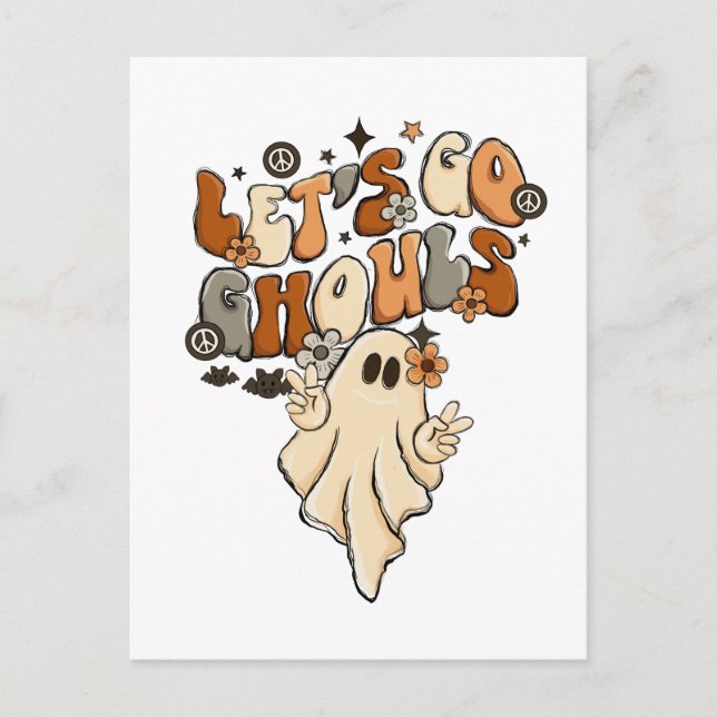 Lass uns Ghouls Halloween-Geist gehen Postkarte (Vorderseite)