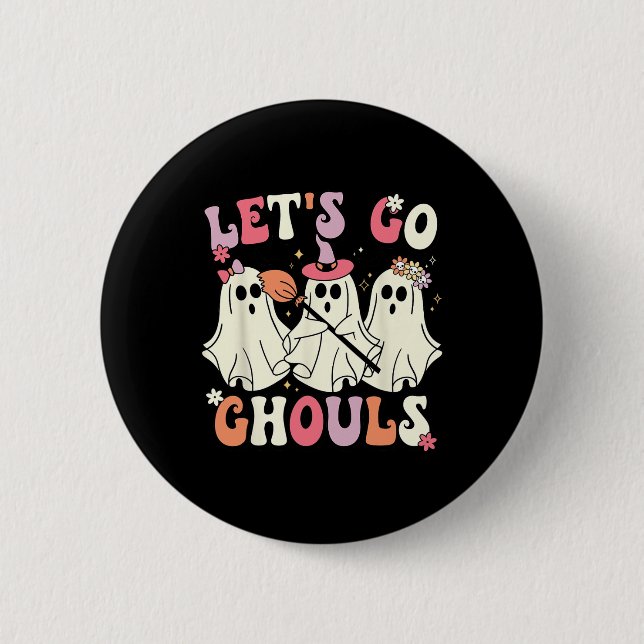 Lass uns Ghouls Halloween Ghost Kostüm Retro Groo  Button (Vorderseite)