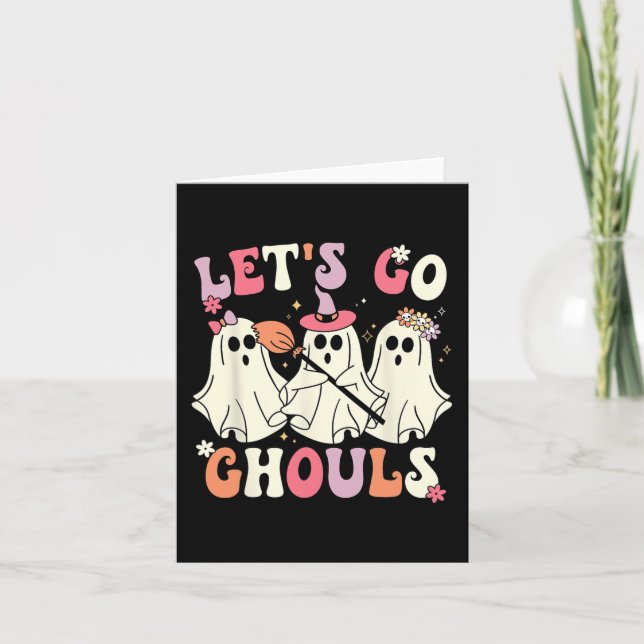 Lass uns Ghouls Halloween Ghost Kostüm Retro Groo  Karte (Vorderseite)
