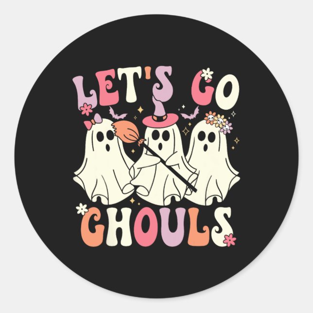 Lass uns Ghouls Halloween Ghost Kostüm Retro Groo  Runder Aufkleber (Vorderseite)