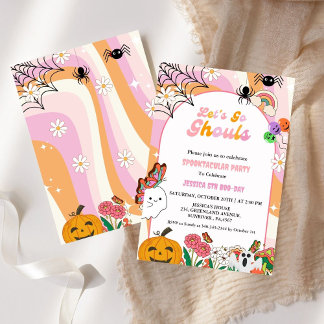 Lass uns Ghouls Halloween Retro Groovy Geburtstag Einladung