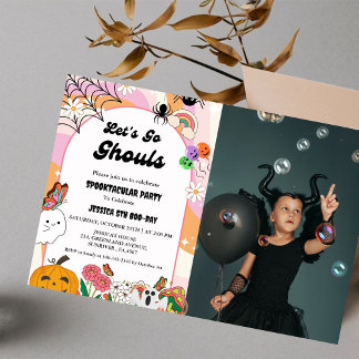 Lass uns Ghouls Halloween Retro Groovy Geburtstag Einladung