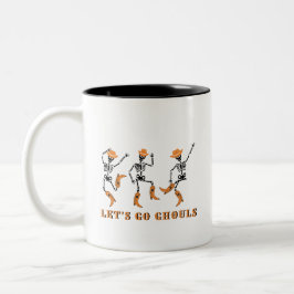 Lass uns Ghouls Halloween Skeletons Cowboy gehen Zweifarbige Tasse