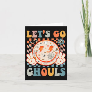 Lass uns Ghouls Hippie Smile Face Retro Halloween Karte