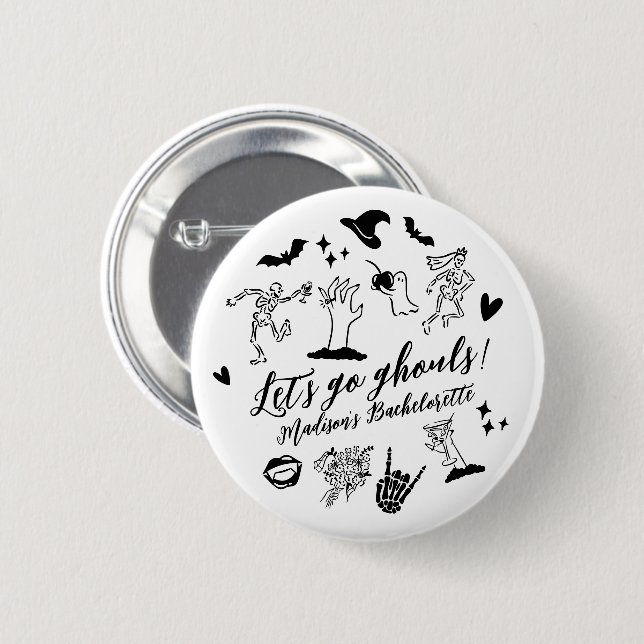 Lass uns Ghouls Spooky Whimsical Bachelorette gehe Button (Vorne & Hinten)