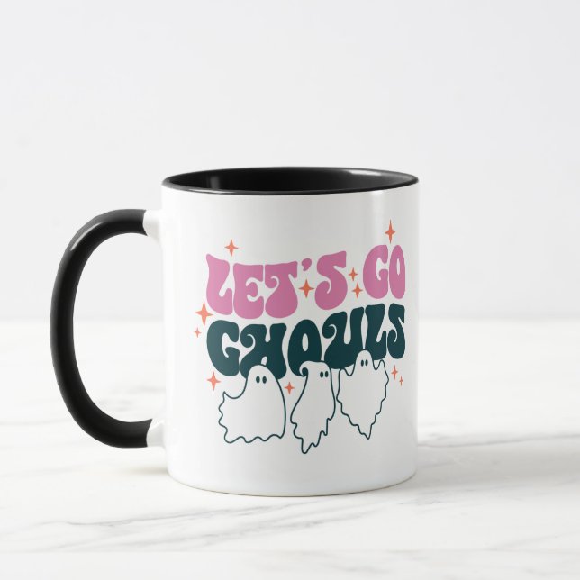 Lass uns Ghouls Stars White Halloween gehen Tasse (Links)
