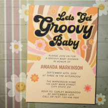 Lass uns Groovy Retro Baby Dusche holen