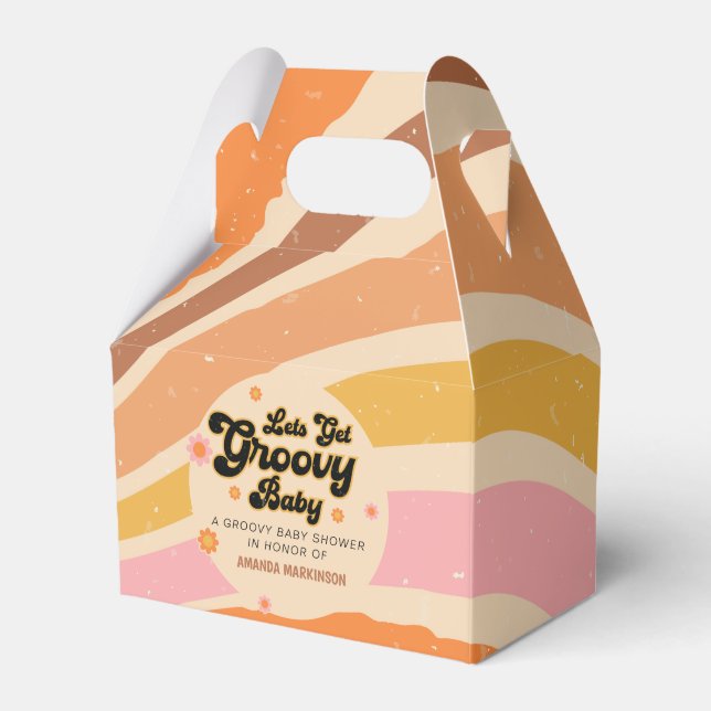 Lass uns Groovy Retro Baby Dusche holen Geschenkschachtel (Vorderseite)