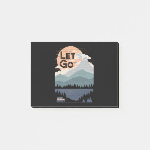 Lass uns ins Camping gehen, ins Lager gehen Post-it Klebezettel