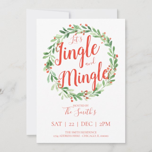 Lass uns Jingle und Mingle-Holiday Party einladen Einladung (Vorderseite)