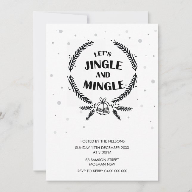 Lass uns Jingle und Mingle Weihnachts Party Holida Einladung (Vorderseite)