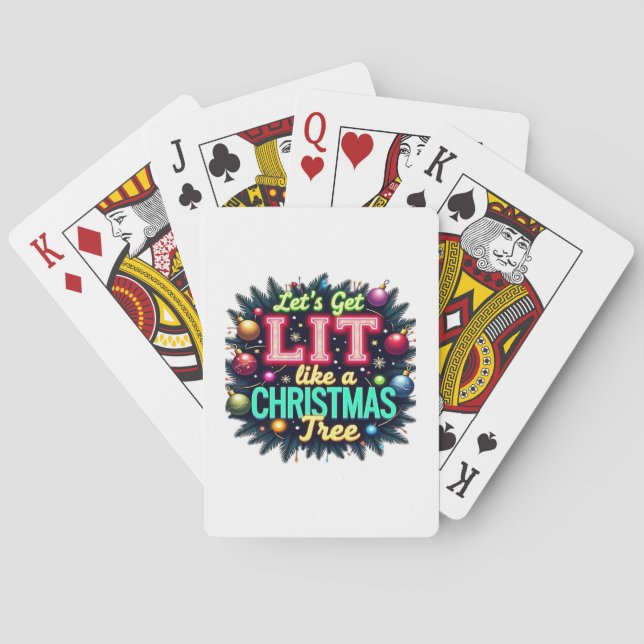 Lass uns Lit holen - Funny Christmas Pun Graphic H Spielkarten (Rückseite)