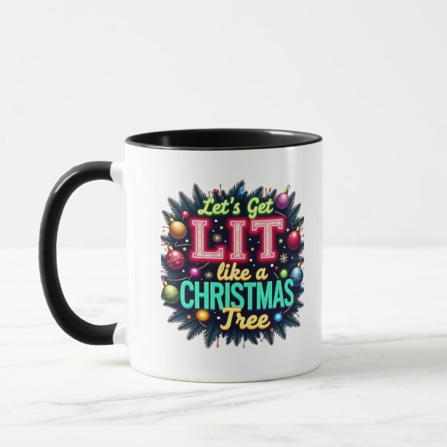 Lass uns Lit holen - Funny Christmas Pun Graphic H Tasse (Links)