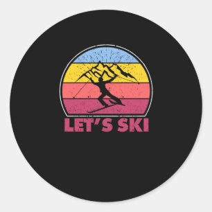 Lass uns lustige Skileistung Sport Winter Berg Runder Aufkleber