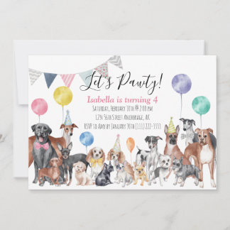 Lass uns Pawty Hund zum Geburtstag haben Einladung