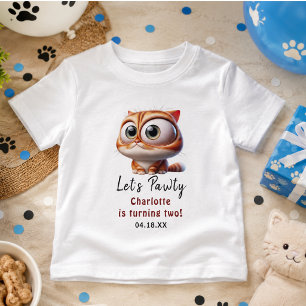 Lass uns Pawty! Niedliche Katze 2. Geburtstagsfeie Baby T-shirt