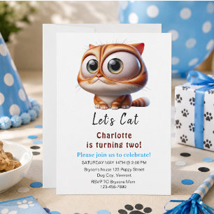Lass uns Pawty! Niedliche Katze 2. Geburtstagsfeie Einladung
