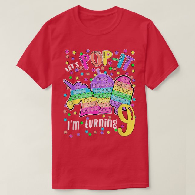 Lass uns Popit machen, ich werde 9 farbige 9. Gebu T-Shirt (Design vorne)
