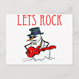 Lass uns Rock Snowman Postkarte