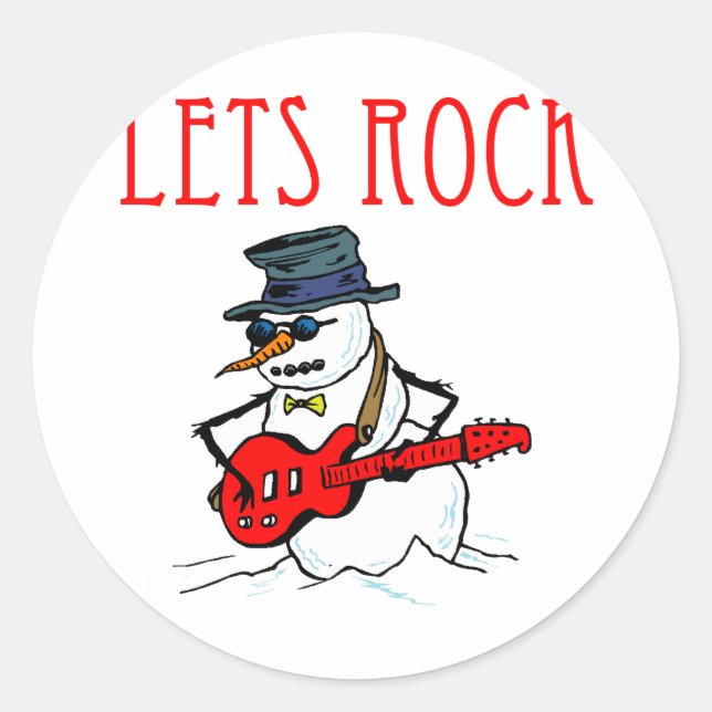 Lass uns Rock Snowman Runder Aufkleber (Vorderseite)