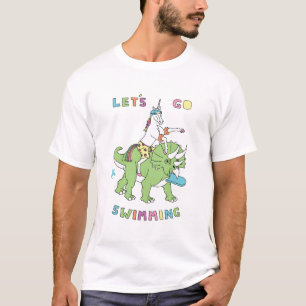 Lass uns schwimmen gehen (männlich) Einhornreiten  T-Shirt