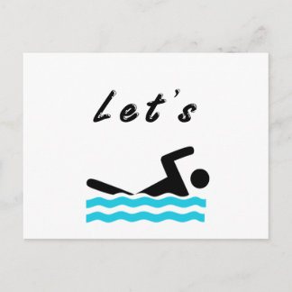 Lass uns schwimmen gehen postkarte