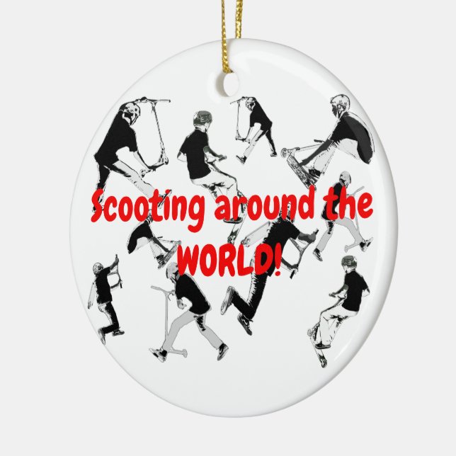 Lass uns Skate machen! - Scooter-Spaß stoppen Keramikornament (Links)