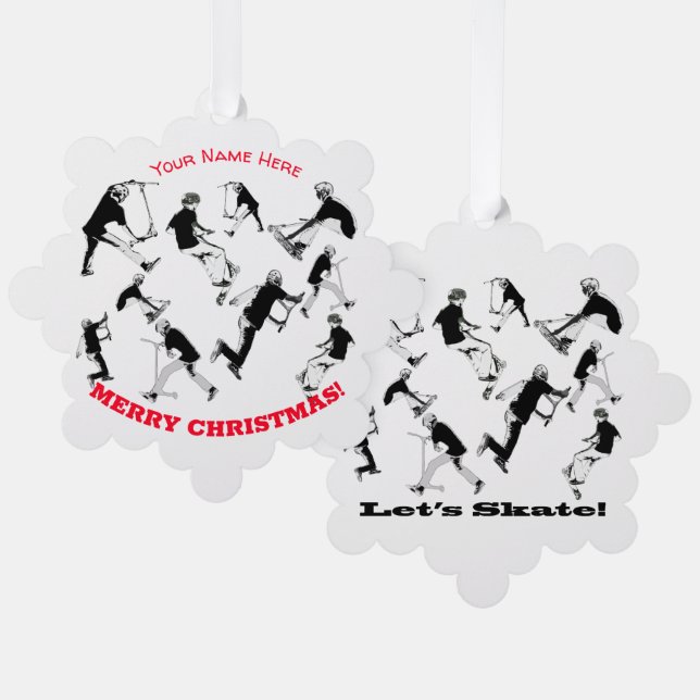 Lass uns Skate machen! - Scooter-Spaß stoppen Ornament Karte (Vorderseite/Rückseite)