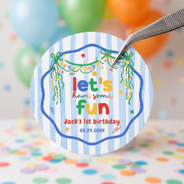 Lass uns Spaß haben Junge Geburtstag Runder Aufkleber