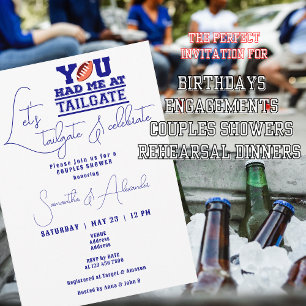 Lass uns Tailgate Celebrate Blue Bridal Couple Sho Einladung