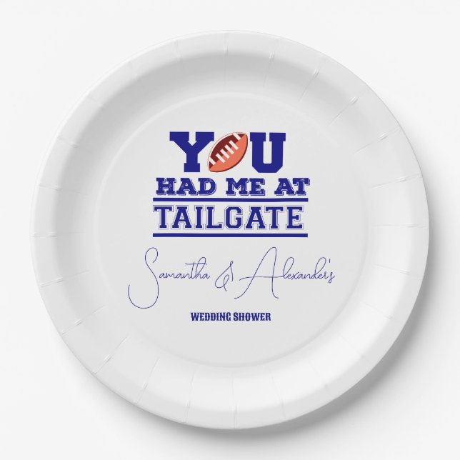 Lass uns Tailgate Celebrate Blue Bridal Couple Sho Pappteller (Vorderseite)