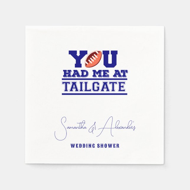 Lass uns Tailgate Celebrate Blue Bridal Couple Sho Serviette (Vorderseite)