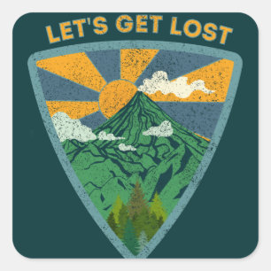 Lass uns verlorengehen Vintage-Wandern Quadratischer Aufkleber