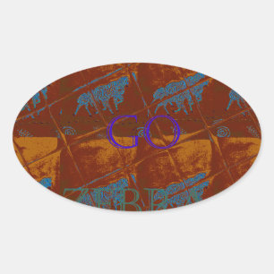 Lass uns Zebra Safari Art Print/Graphic gehen Ovaler Aufkleber