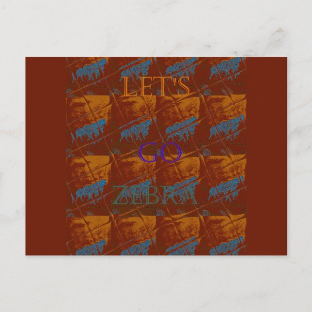 Lass uns Zebra Safari Art Print/Graphic gehen Postkarte (Vorderseite)