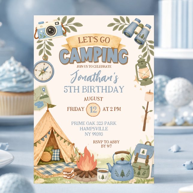  Lass uns zum Camping-Geburtstag gehen Einladung (Von Creator hochgeladen)