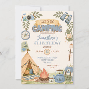 Lass uns zum Camping-Geburtstag gehen Einladung
