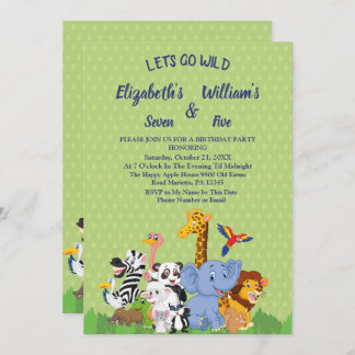 Lass Wild doppelte gemeinsame Geburtstagseinladung Einladung