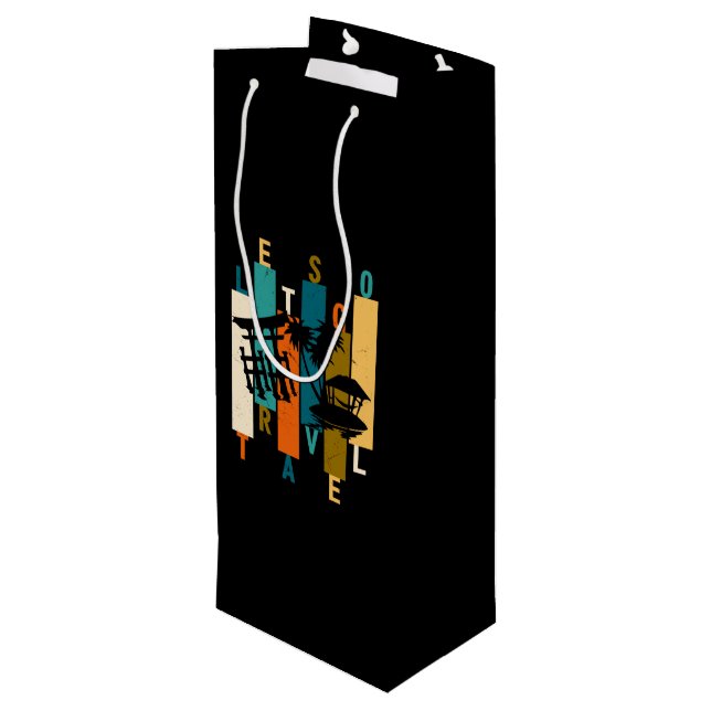 Lass zu Reisen Geschenktüte Für Weinflaschen (Rückseite Schrägansicht)