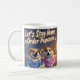 Lass-Zuhause und bestellen Pupcorn-Kartoonhunde Bl Kaffeetasse