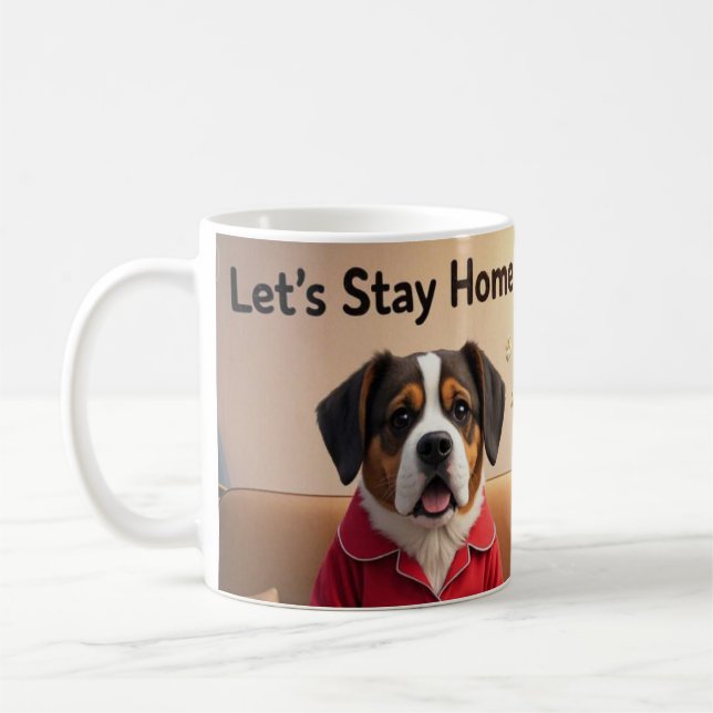 Lass-Zuhause und bestellen Pupcorn-Kartoonhunde Bl Kaffeetasse (Links)